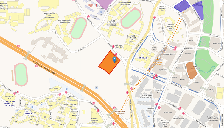 ERA Research map showing the Dover Drive GLS site near one-north MRT and Dover