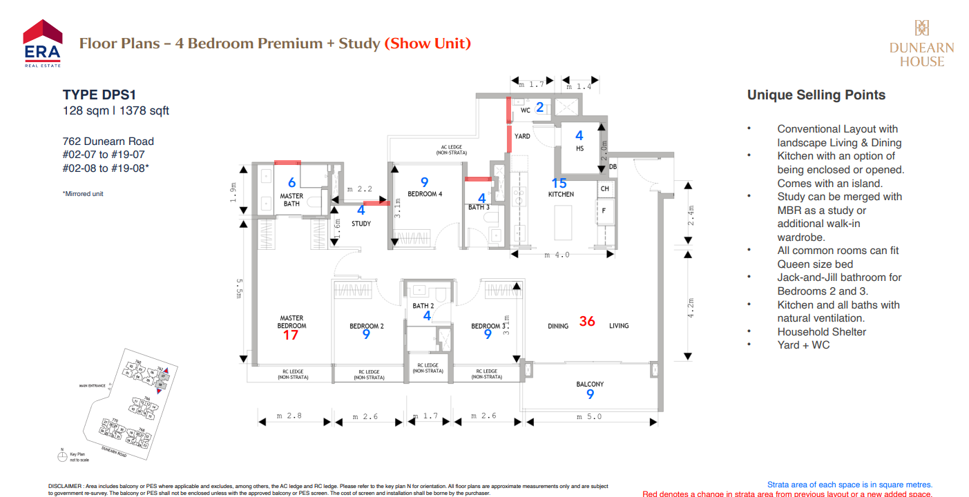 Dunearn House 4-bedroom plus study floor plan