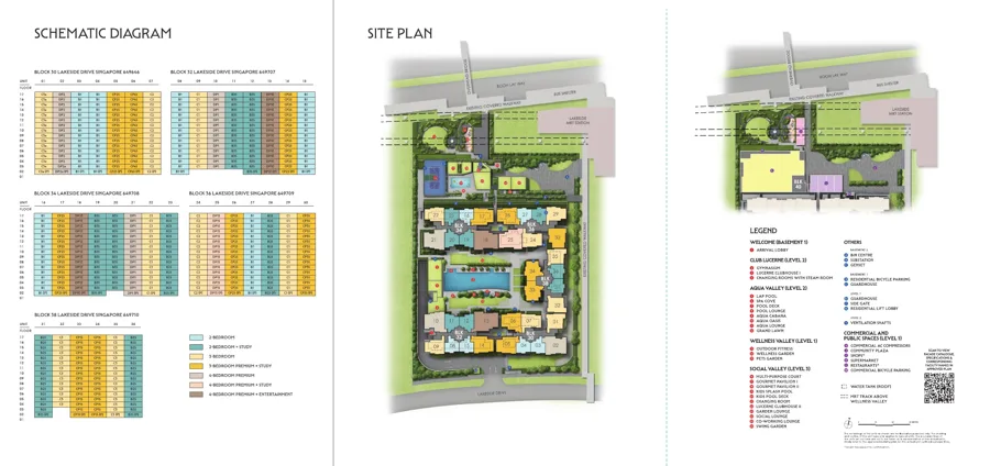 Lucerne Grand block schematic, site plan and facility legend