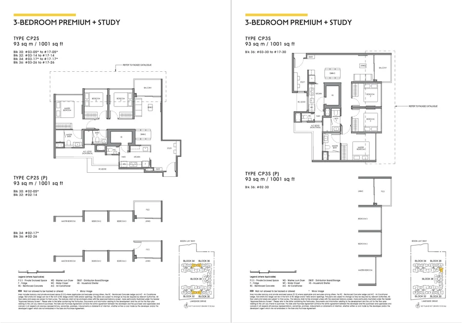 Lucerne Grand 3-bedroom Premium + study floor-plan spread, brochure PDF page 24