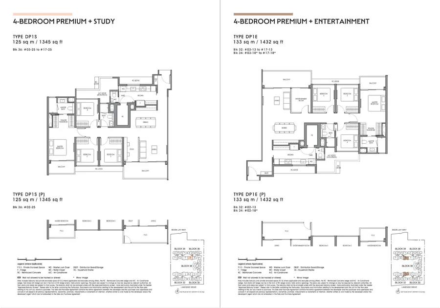 Lucerne Grand 4-bedroom Premium + study / entertainment floor-plan spread, brochure PDF page 27