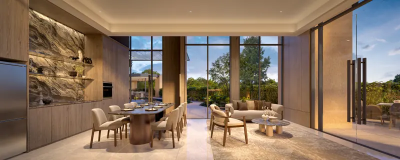 The Serra Residences dining room, artist’s impression