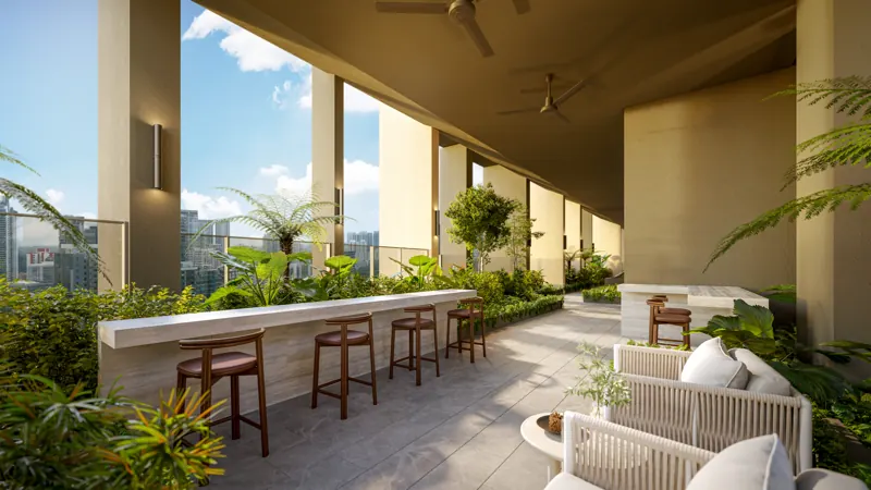 The Serra Residences social lounge, artist’s impression