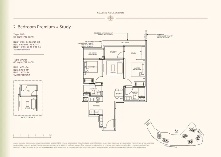 Thomson Reserve Type BPS1 2-bedroom premium / premium + study layout from supplied booklet page 13