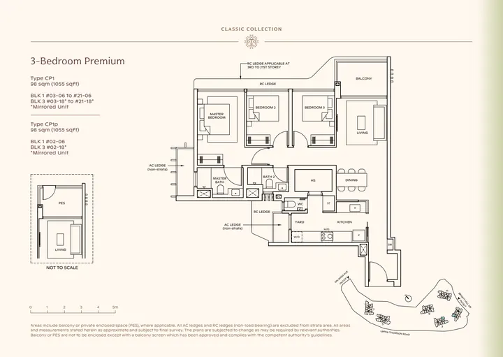 Thomson Reserve Type CP1 3-bedroom premium / premium + study layout from supplied booklet page 18