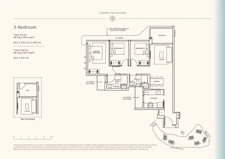 Thomson Reserve Type C3 (L) 3-bedroom luxury collection layout from supplied booklet page 38